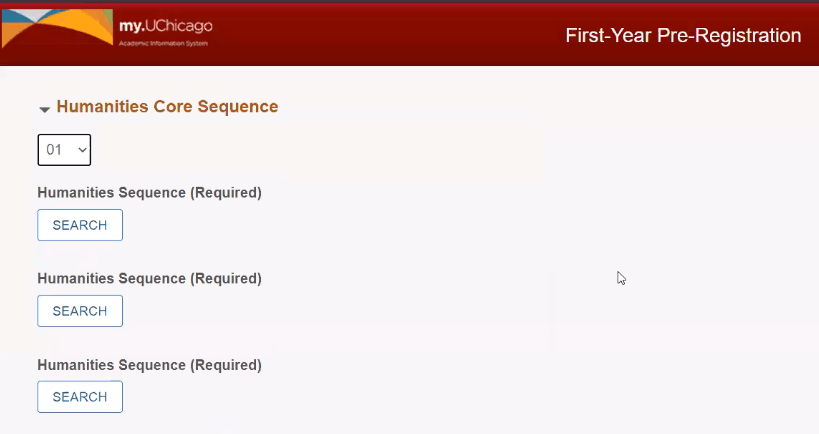 Screenshot of Humanities Core Sequence rankings
