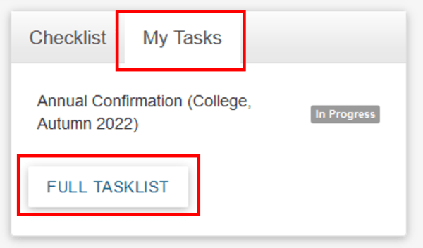 Confirmation TaskList