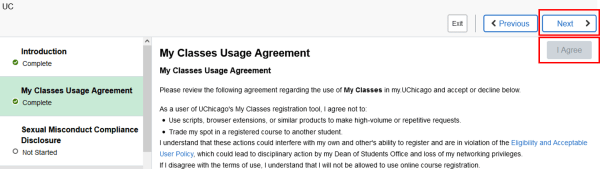 My Classes Usage Agreement Example