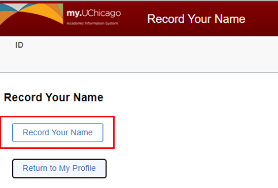 Record Your Name button